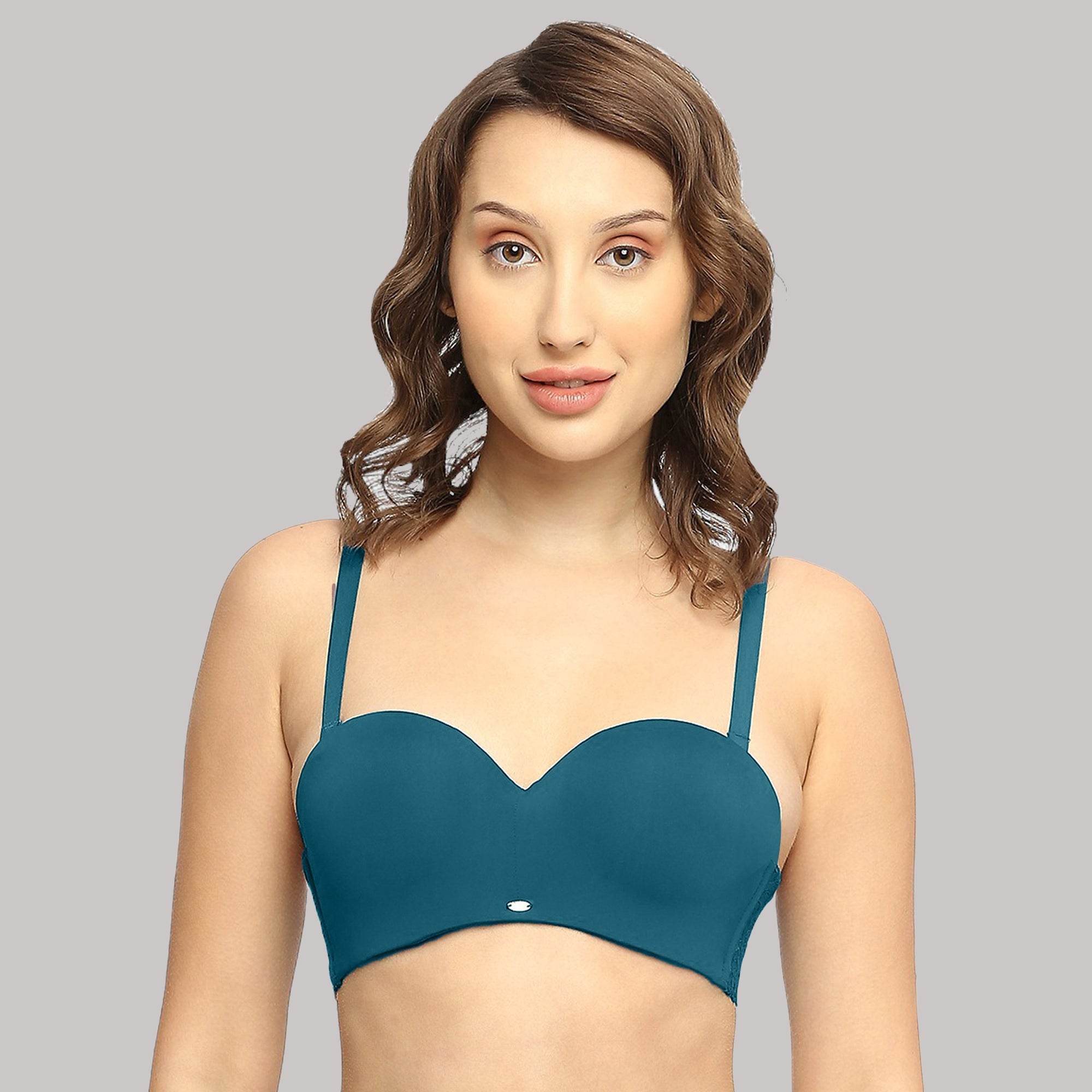 SOIE Woman - Padded Wired Medium Coverage Strapless Halter Neck Multiway Lace Bra - -for Women