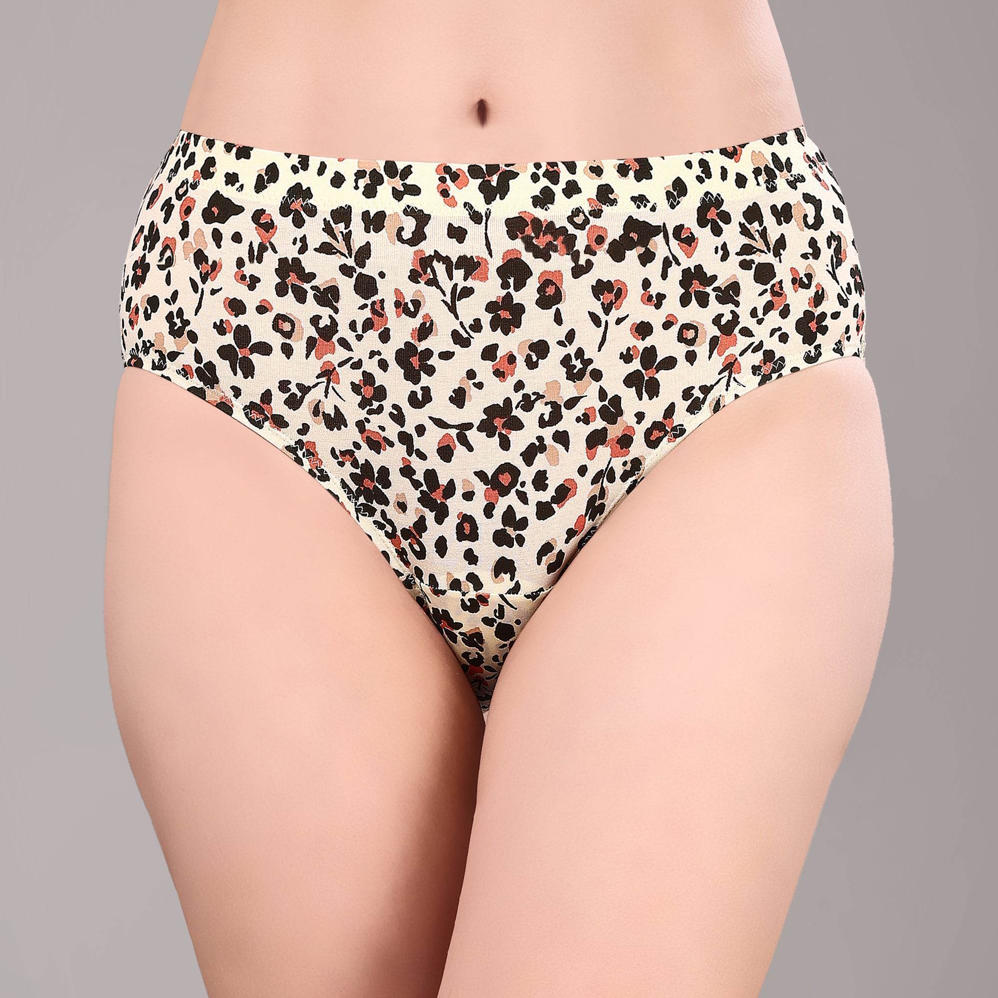 SOIE Woman - High Waist Full Coverage Printed Cotton Briefs (Assorted Pack of 6) - Panty -for Women