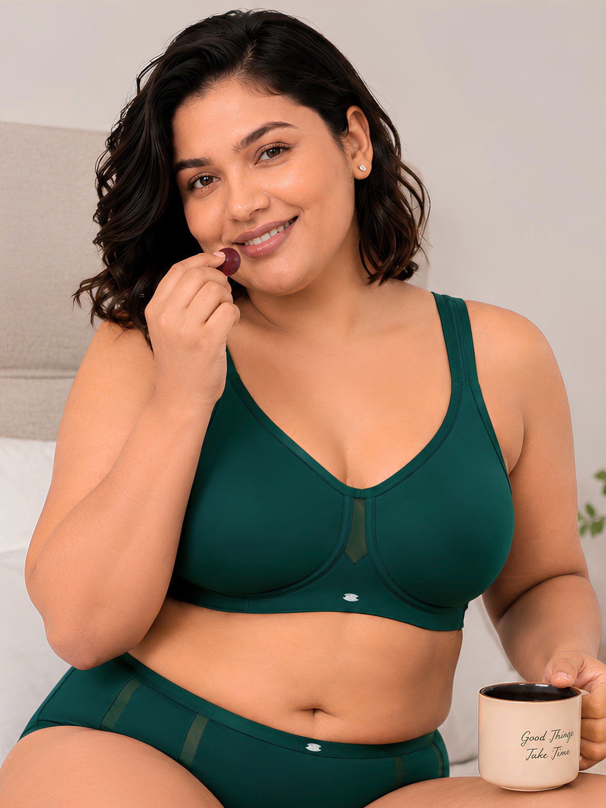 Full Coverage Minimiser Bra with High Waist Brief Set