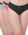 High Rise Full Coverage Solid and Printed Cotton Stretch Hipster Panty (Pack of 3)-3FCB-17