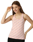 Printed Super Soft Cotton Stretch Racerback Tank Top 3SC-6