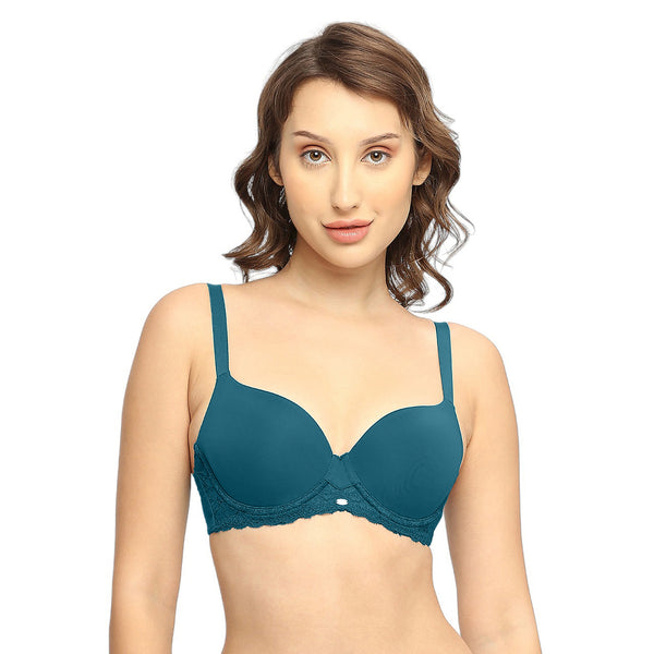 Buy Amante Lace Padded Underwire Full Coverage Bridal T-Shirt Bra Maroon at