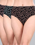 High Waist Full Coverage Printed Stretch Cotton Hipster Panty (Pack of 3) 3HWB-32