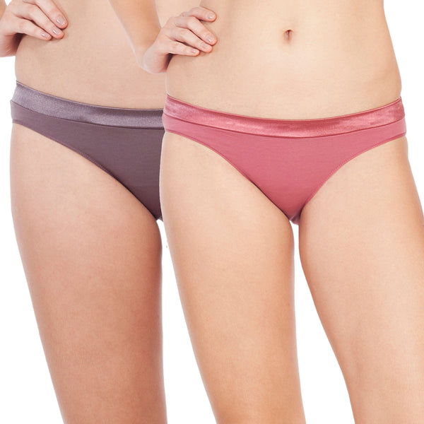 Soie Teal & Maroon Lace Hipster Panty - Pack of 2