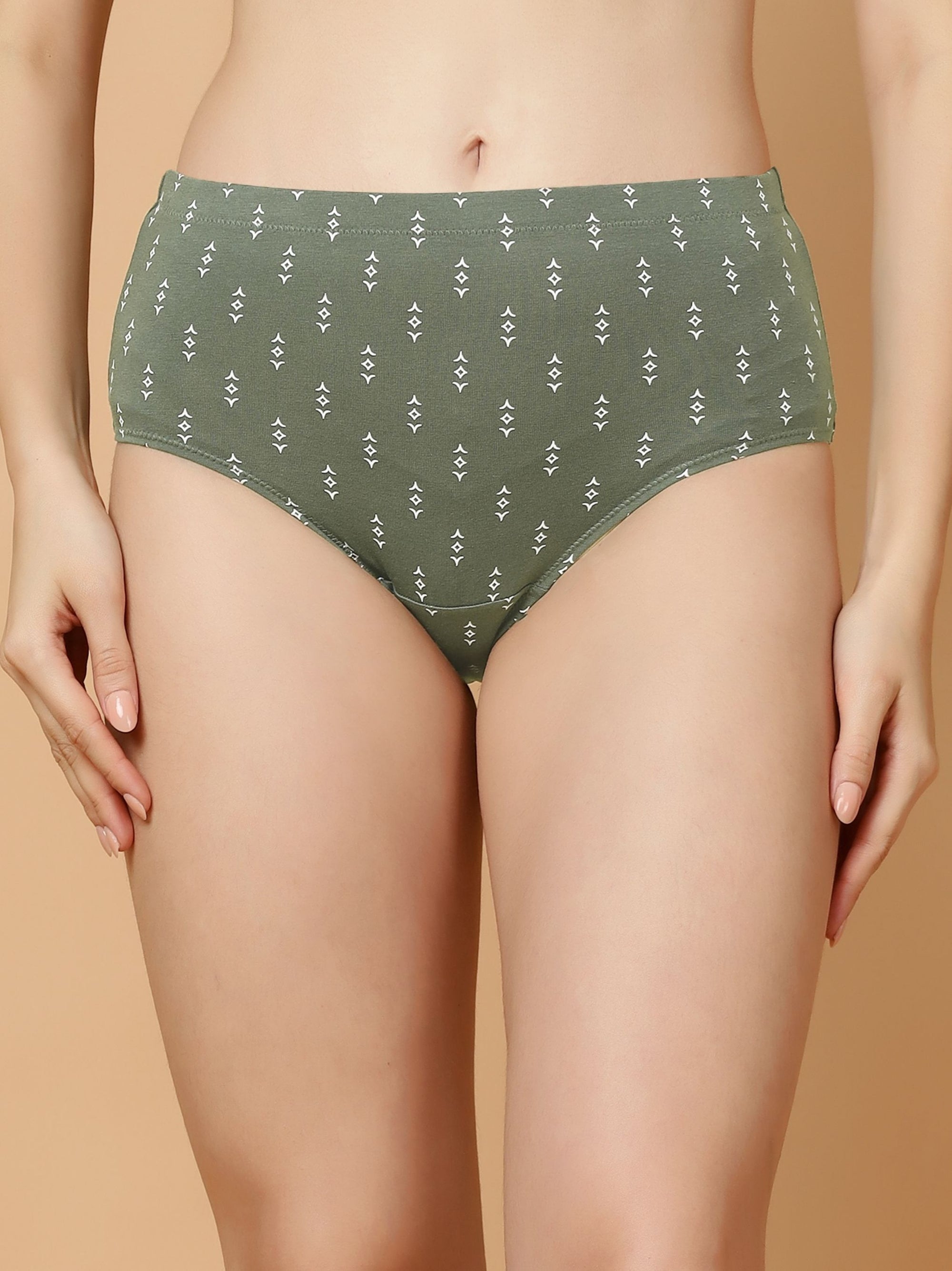 Tummy-Smoothing Printed High Waist Cotton Briefs – Pack of 3