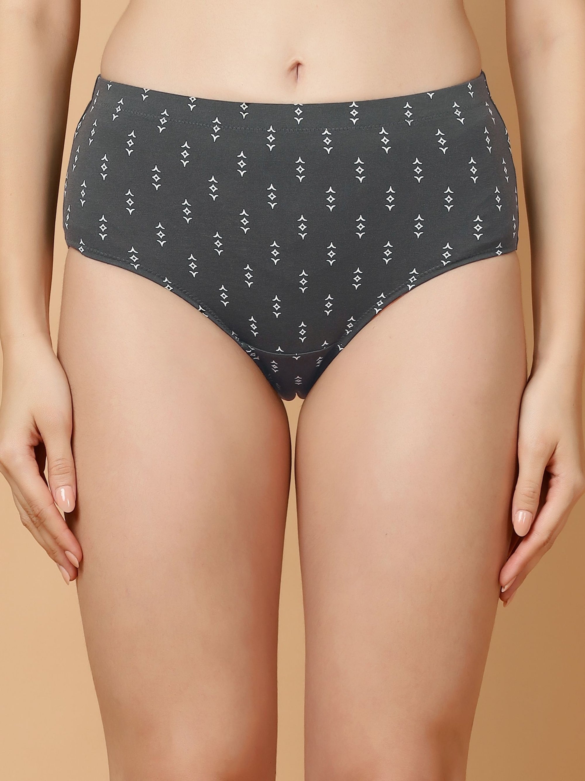Tummy-Smoothing Printed High Waist Cotton Briefs – Pack of 3