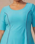 Half-Sleeve Princess Line Swim Dress with Inner Shorts