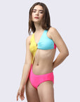 Colour Blocked Monokini Swimsuit with Front Cut-AQS-21