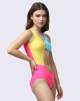 Colour Blocked Monokini Swimsuit with Front Cut-AQS-21