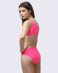 Colour Blocked Monokini Swimsuit with Front Cut-AQS-21