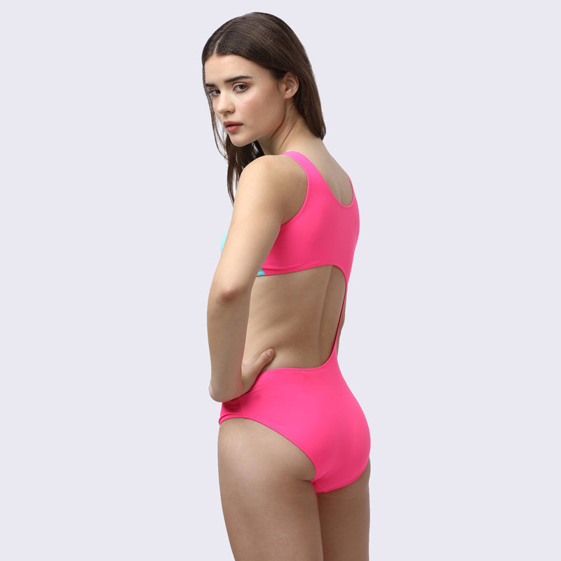 Colour Blocked Monokini Swimsuit with Front Cut-AQS-21