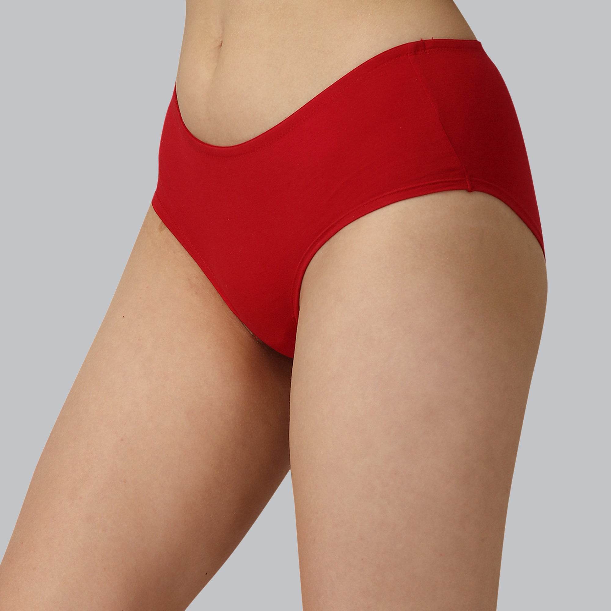 SOIE Woman - Mid Rise High Coverage Solid Colour Cotton Stretch Brief Panty (Assorted Pack of 3) - Panty -for Women