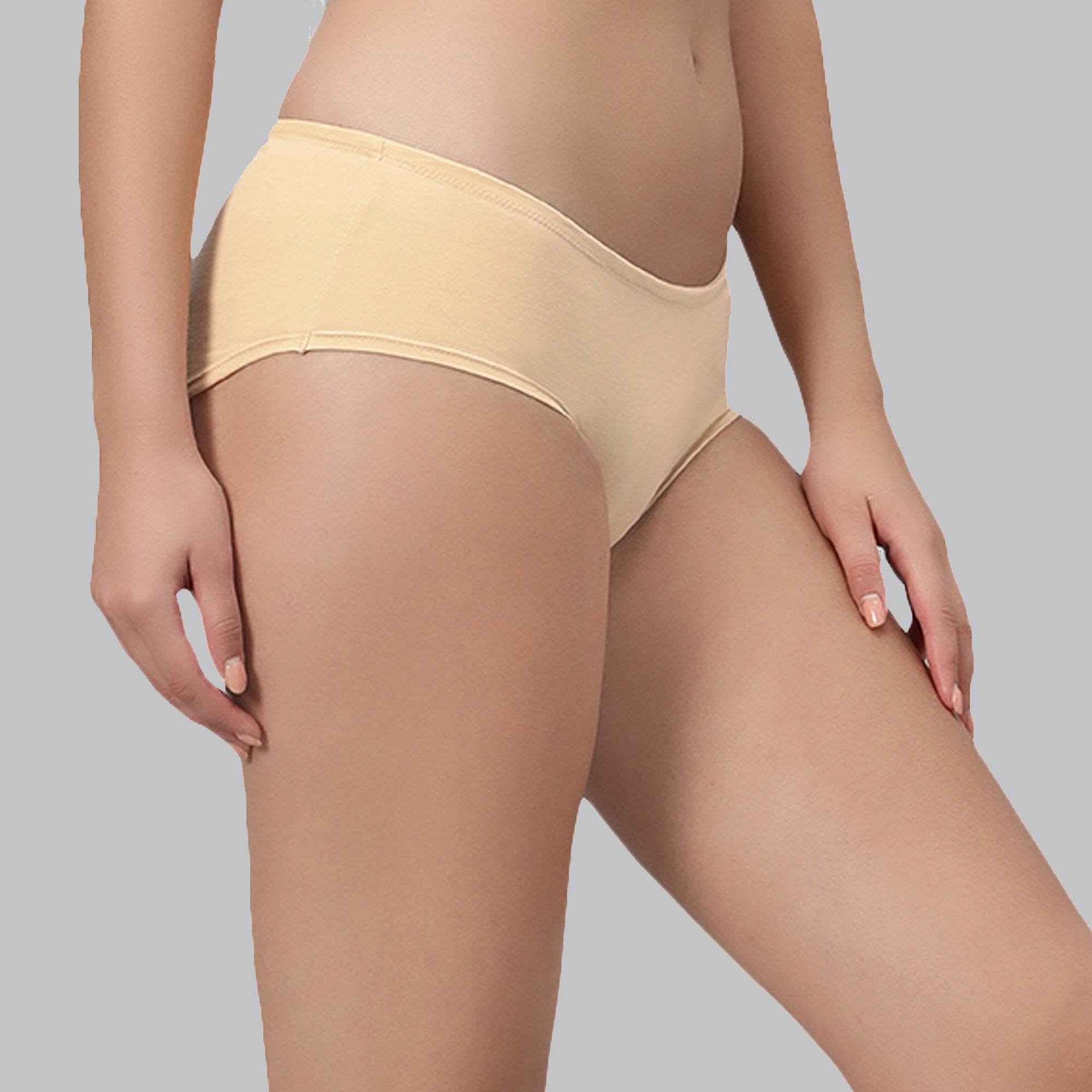 SOIE Woman - Mid Rise High Coverage Solid Colour Cotton Stretch Brief Panty (Assorted Pack of 3) - Panty -for Women