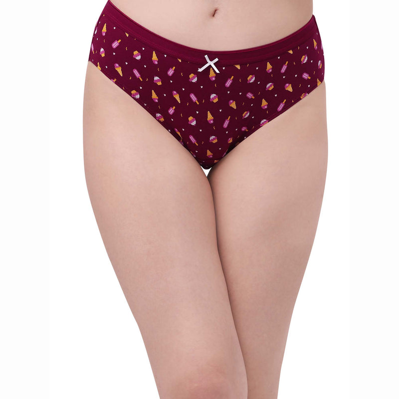 High Rise Full Coverage Solid and Printed Cotton Stretch Hipster Panty (Pack of 3)-3FCB-17