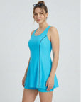 Flowy Racerback Swim Dress with Built-In Long Shorts