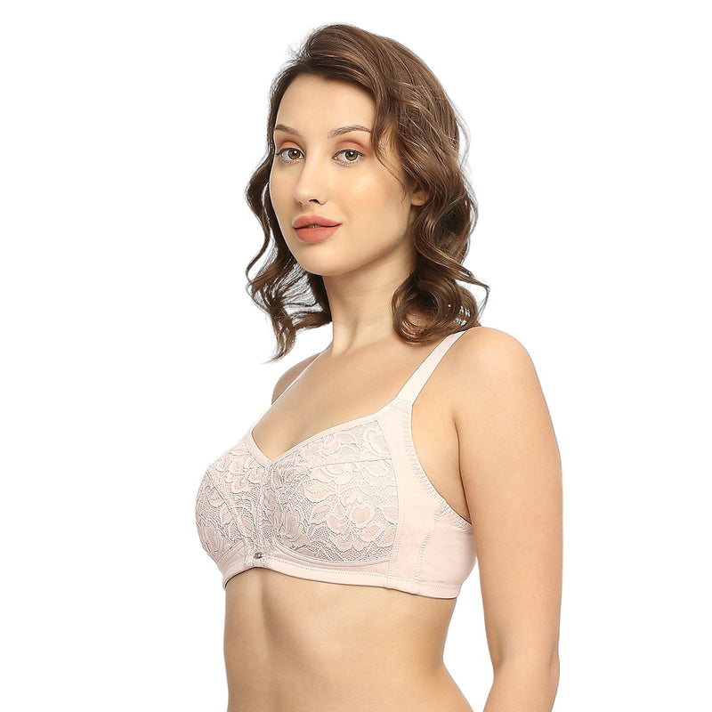 Buy Soie Women's Cotton Semi-Covered Padded Non-Wired Bra(Size- 38D, Beige)  at