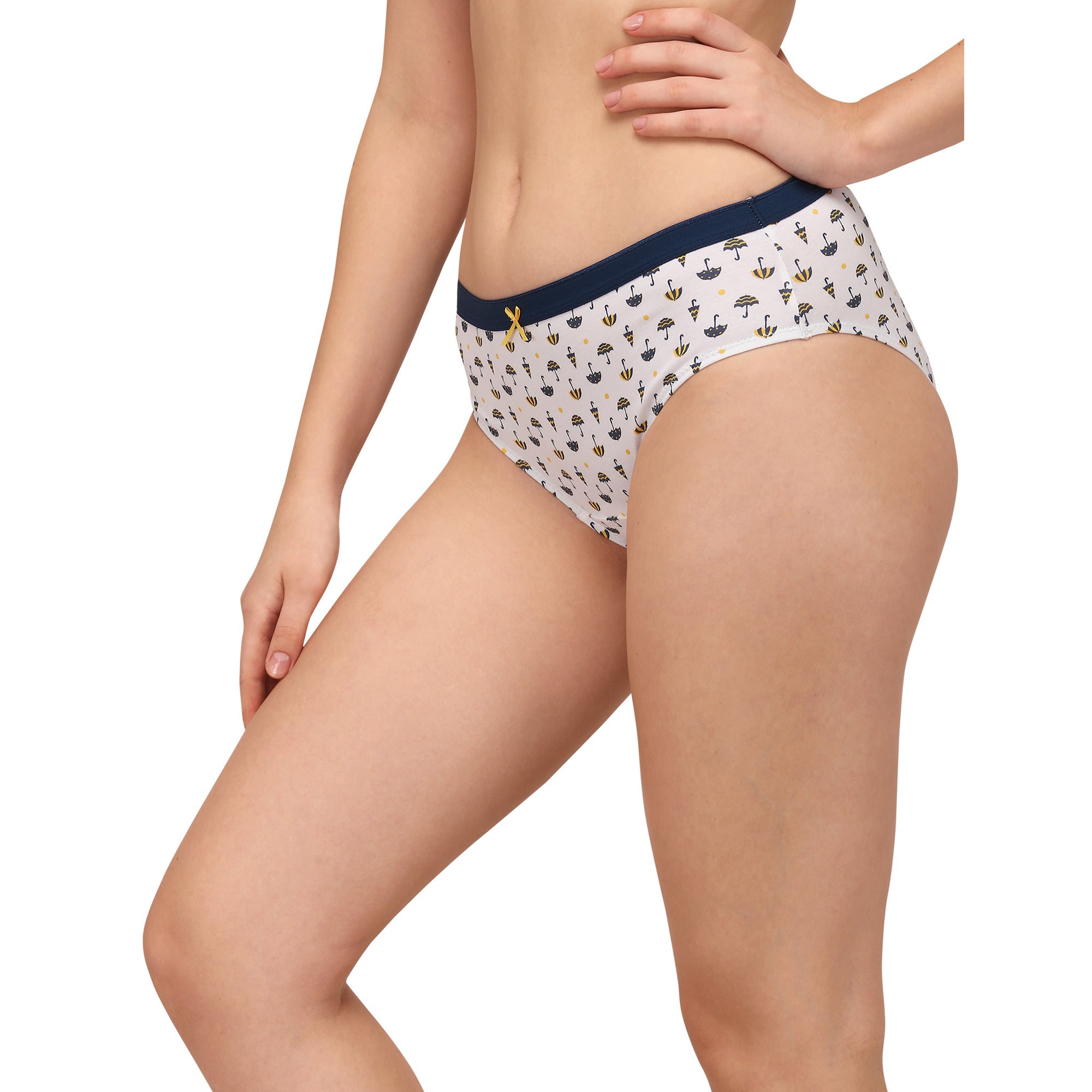 High Rise Full Coverage Solid and Printed Cotton Stretch Hipster Panty (Pack of 3)-3FCB-17