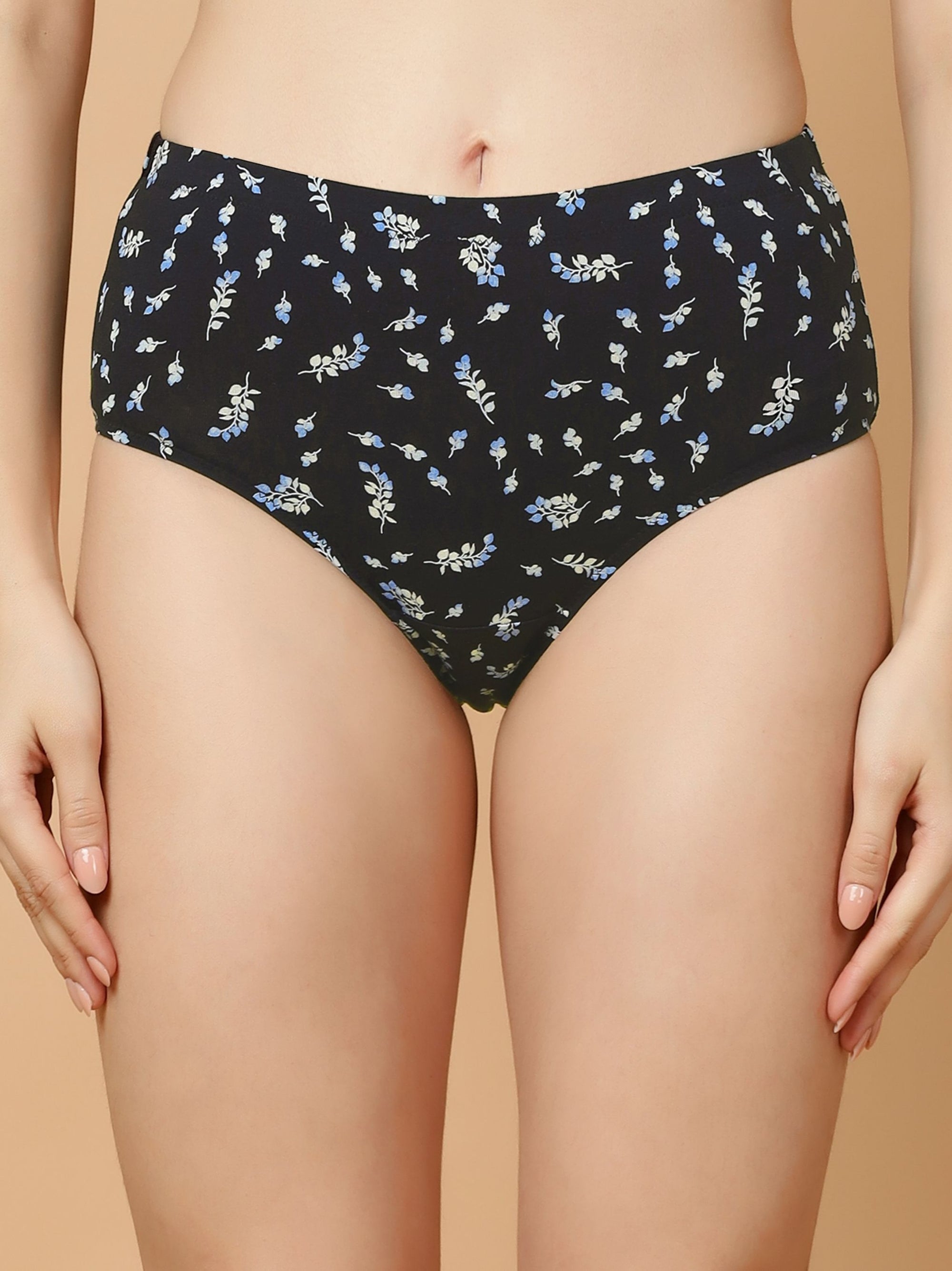 Tummy-Smoothing Printed High Waist Cotton Briefs – Pack of 3