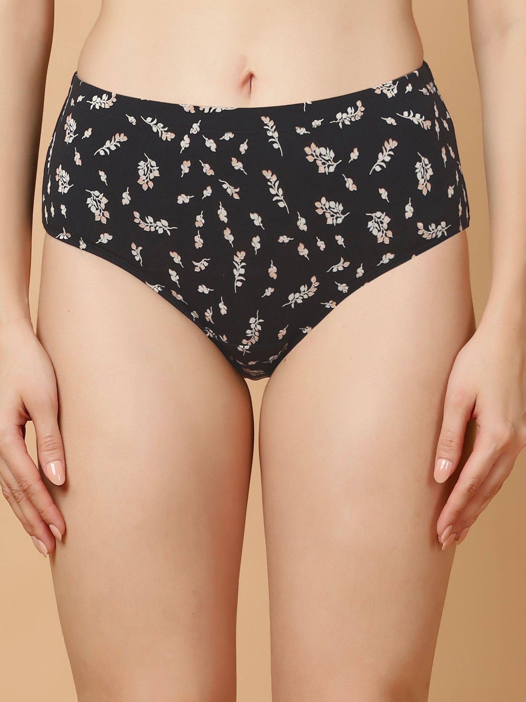 Tummy-Smoothing Printed High Waist Cotton Briefs – Pack of 3