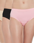 High Rise Full Coverage Solid Colour Cotton Stretch Hipster Panty (Pack of 3) - 3FCB-15A