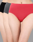 High Waist Full Coverage Solid Stretch Cotton Hipster Panty (Pack of 3) 3HWB-31