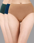 High Waist Full Coverage Solid Stretch Cotton Hipster Panty (Pack of 3) 3HWB-31