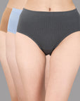 High Waist Full Coverage Solid Stretch Cotton Hipster Panty (Pack of 3) 3HWB-31