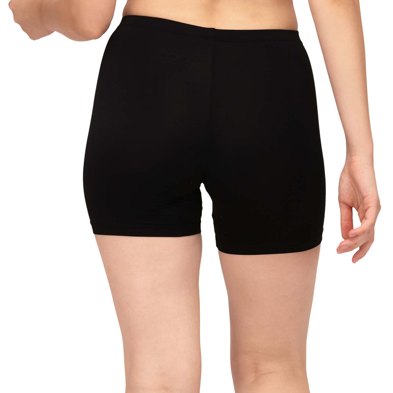 Solid Polyamide Spandex Mid Thigh Length Cycling Shorts- CS-4 (Pack of 2)