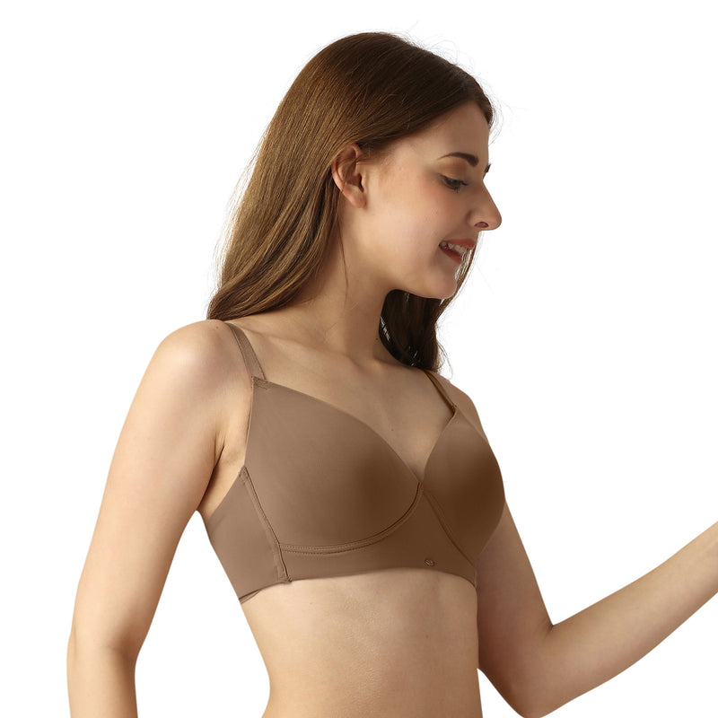 Buy Women Padded Bra - Made of Pure Cotton Full Coverage Non Wired Seamless  Pushup Soft Cup for T-Shirt Saree Dress Sports Garment Daily Use Everyday-  Beige (42) at