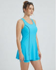 Flowy Racerback Swim Dress with Built-In Long Shorts