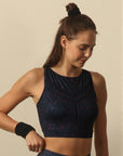 Medium Impact Quicky Dry Padded Sports Bra with Racerback and Mesh Detailing-AT-9