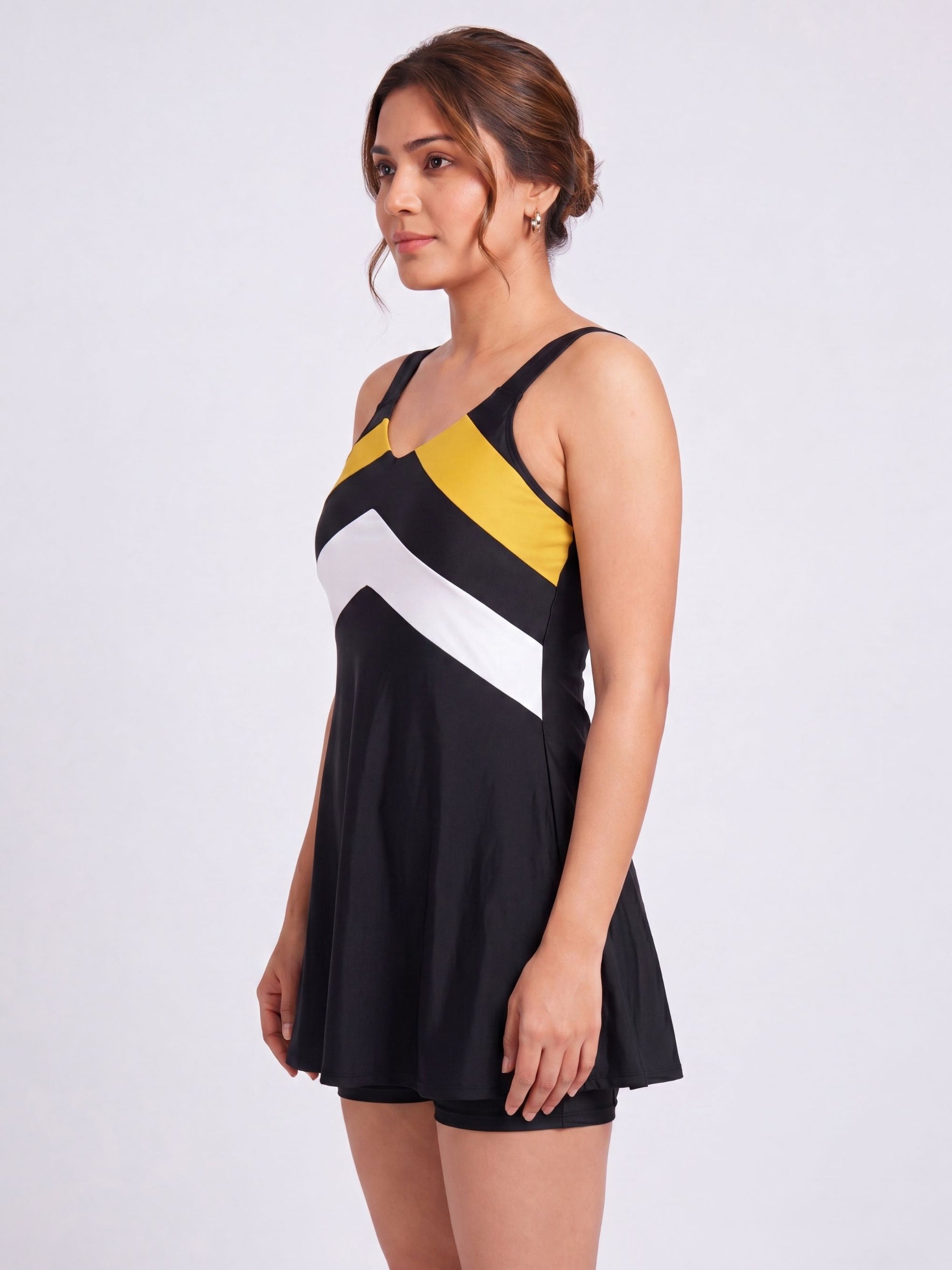 Colour Block Mid-Thigh Swimdress
