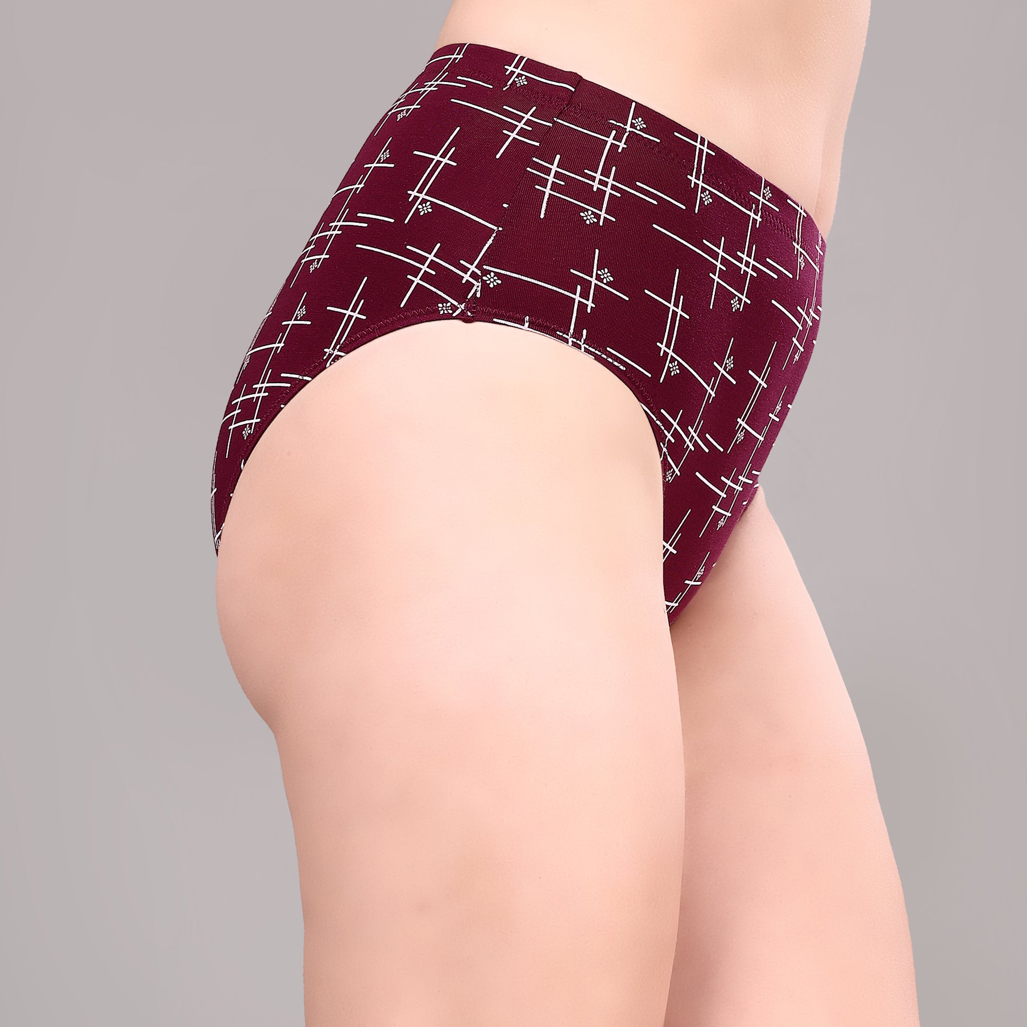 High Waist Full Coverage Printed Stretch Cotton Hipster Panty (Pack of 3) 3HWB-32