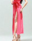 Full-Length Shimmer Mesh Panelled Wrap Skirt