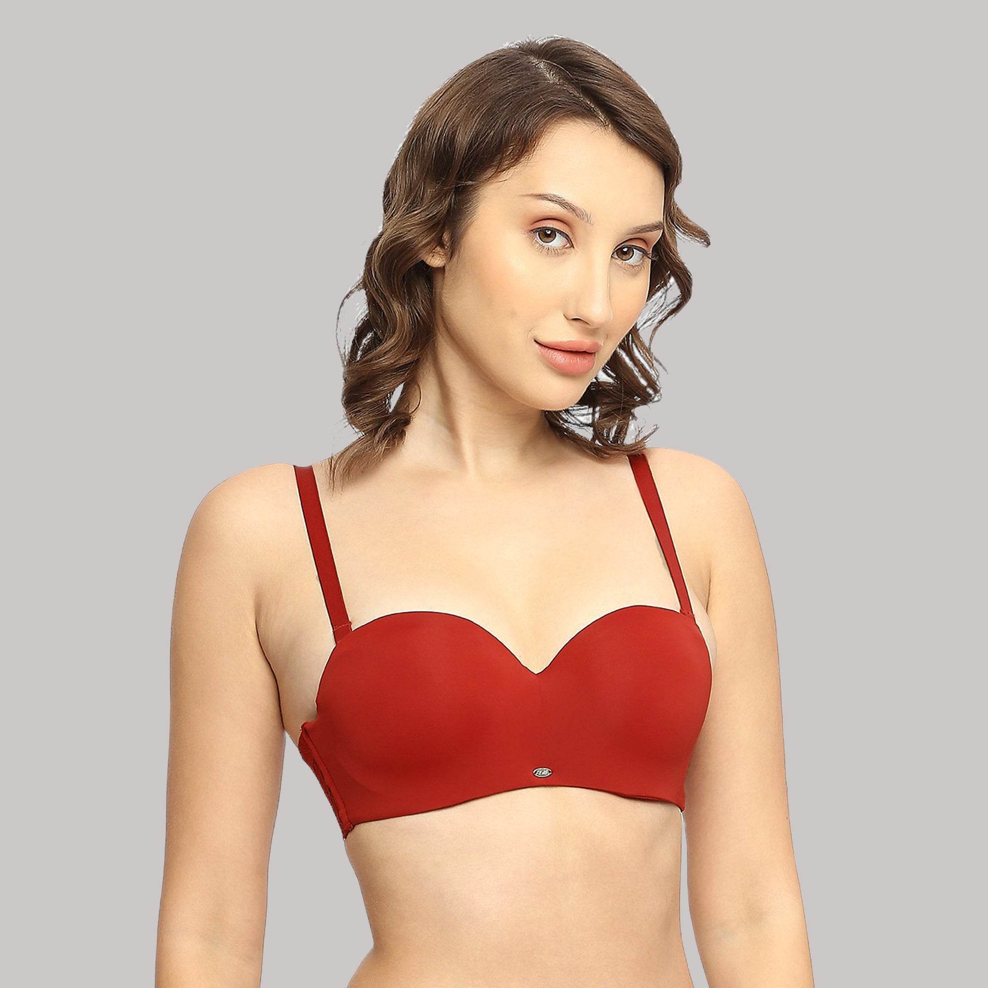 SOIE Woman - Padded Wired Medium Coverage Strapless Halter Neck Multiway Lace Bra - -for Women