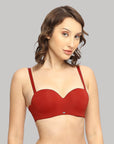SOIE Woman - Padded Wired Medium Coverage Strapless Halter Neck Multiway Lace Bra - -for Women