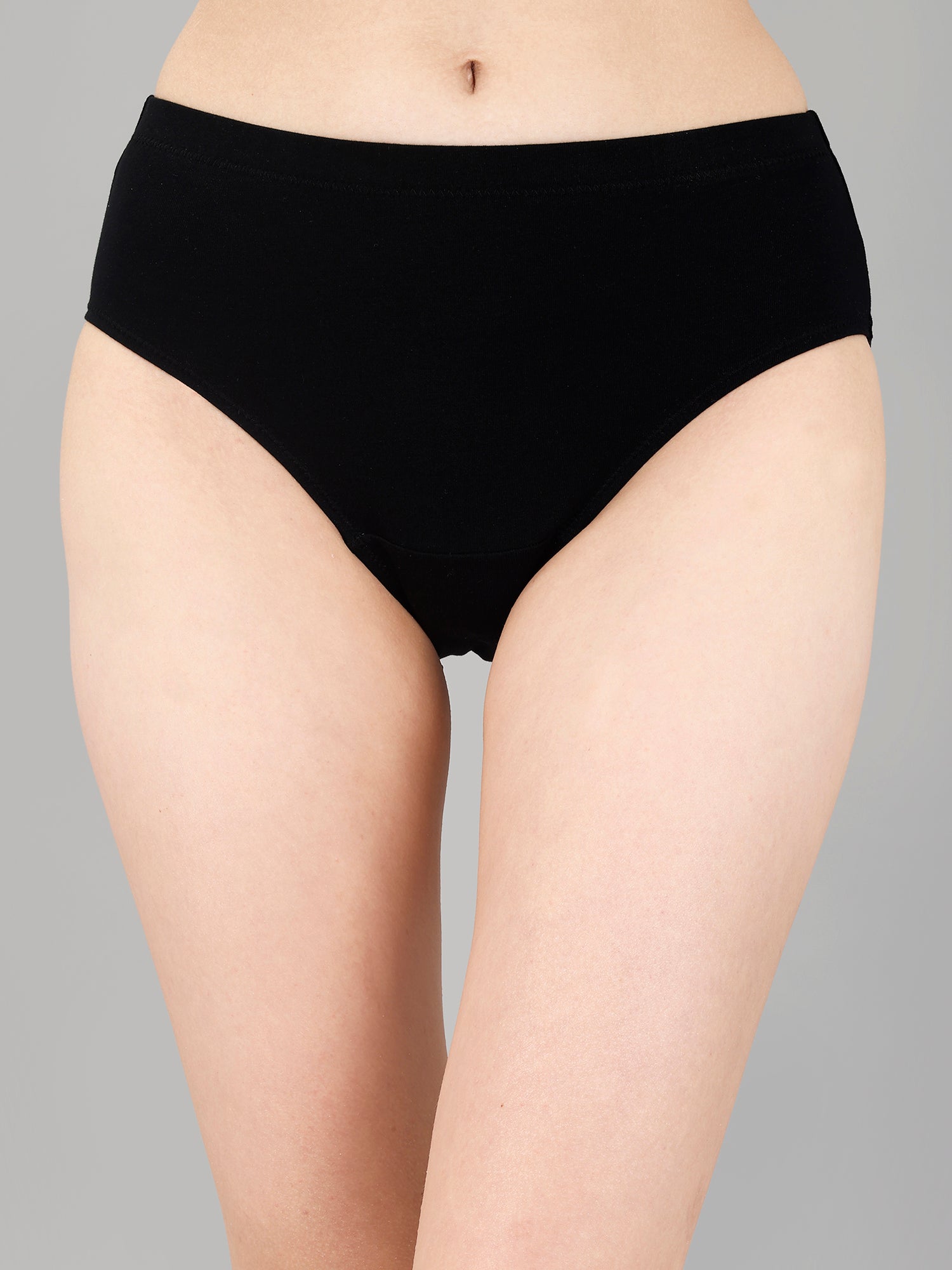 High Rise Full Coverage Solid Colour Cotton Stretch Hipster Panty (Pack of 3)