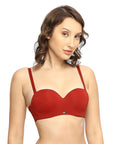 Padded Wired Medium Coverage Strapless Halter Neck Multiway Lace Bra FB-551