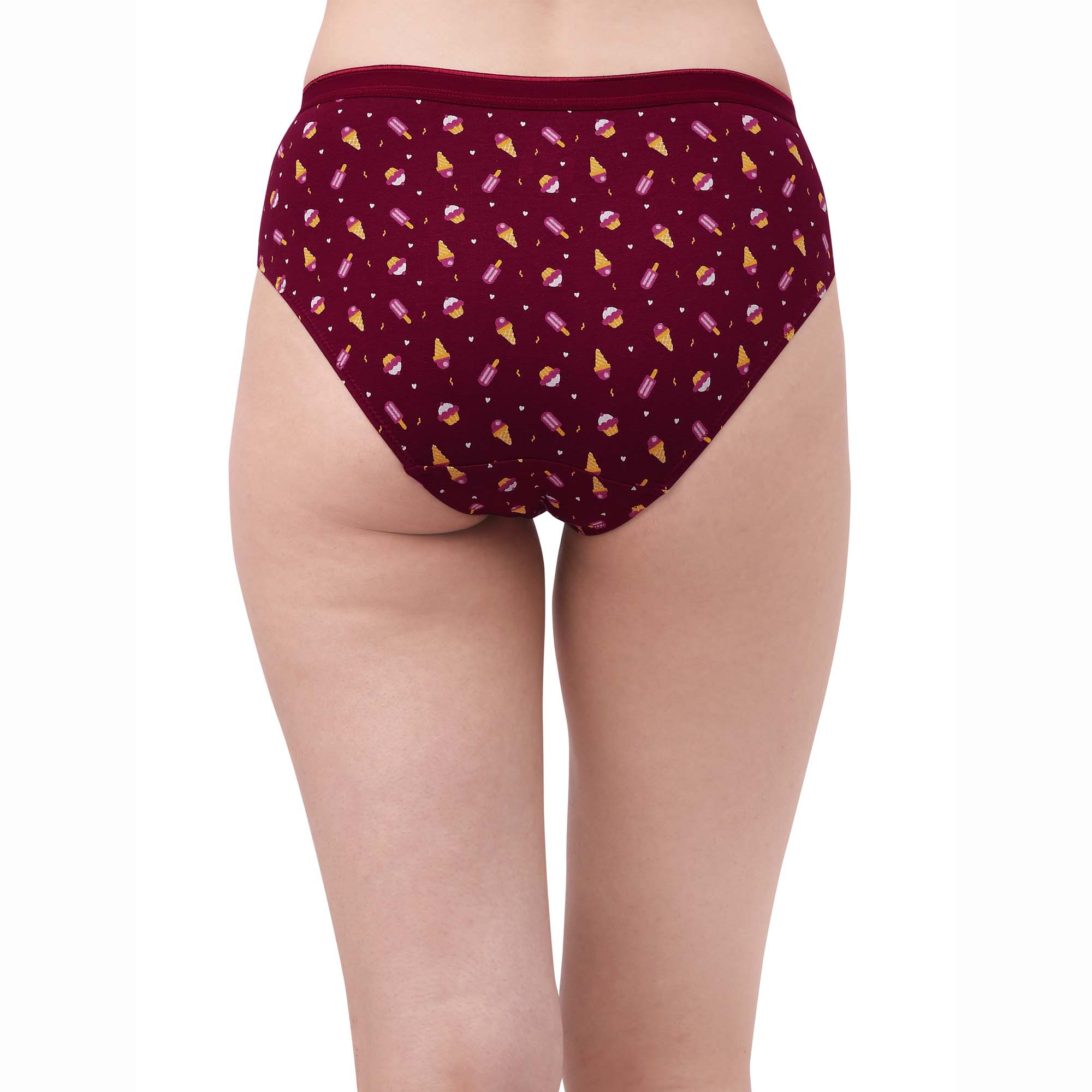 High Rise Full Coverage Solid and Printed Cotton Stretch Hipster Panty (Pack of 3)-3FCB-17