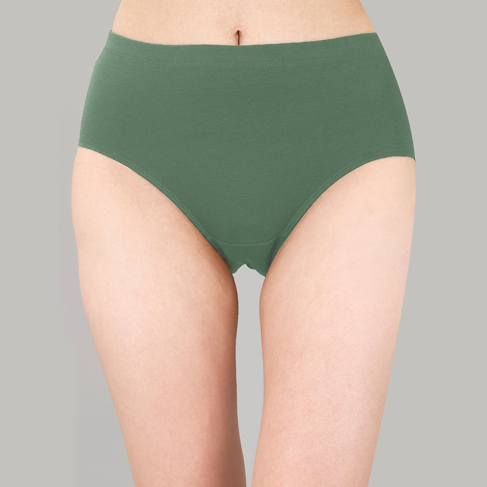 High Waist Full Coverage Solid Cotton Briefs (Pack of 3)