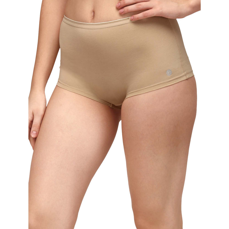 High Rise Full Coverage Cotton Spandex Boyshorts (Pack of 2)