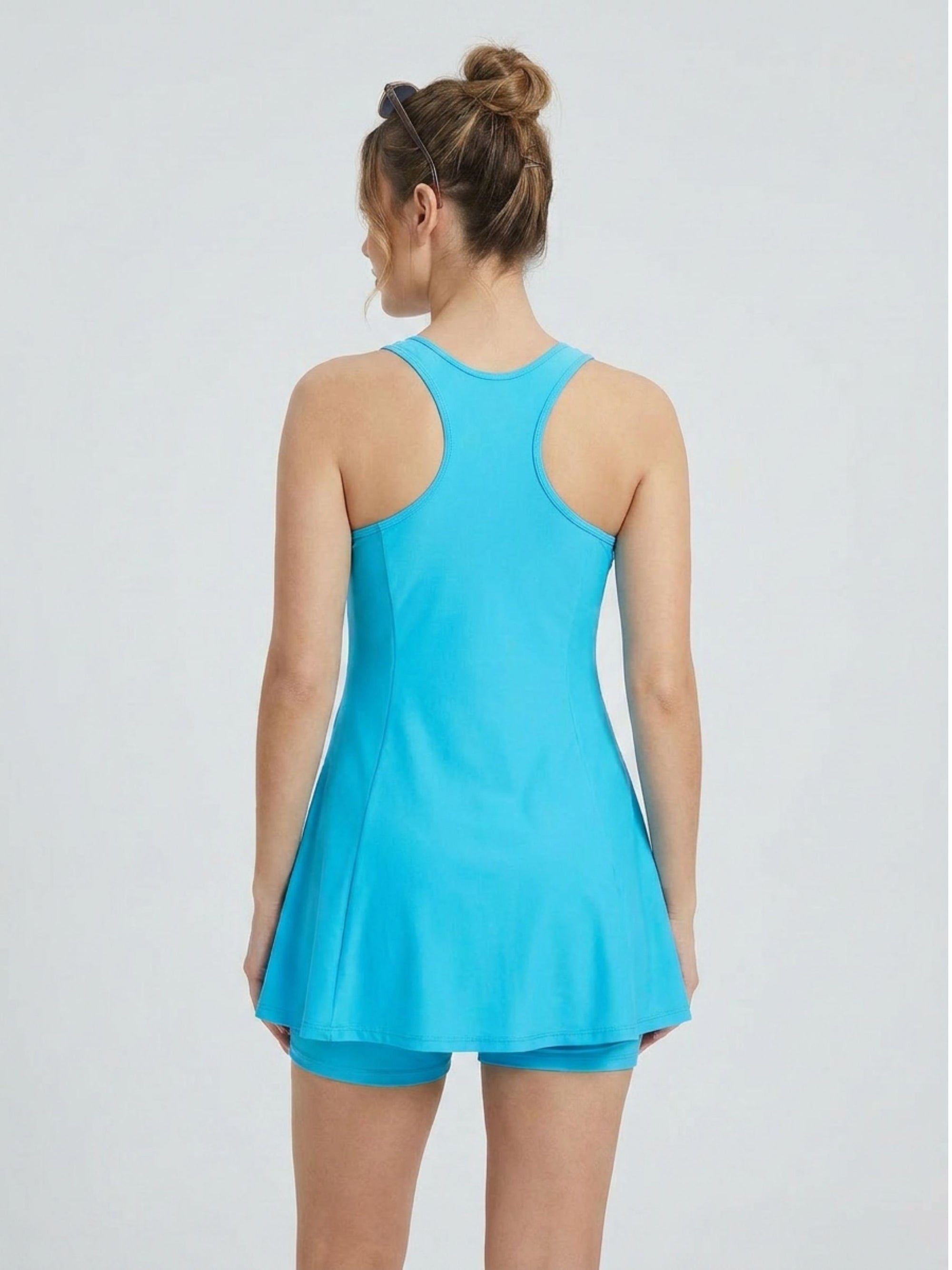 Flowy Racerback Swim Dress with Built-In Long Shorts – SOIE Woman