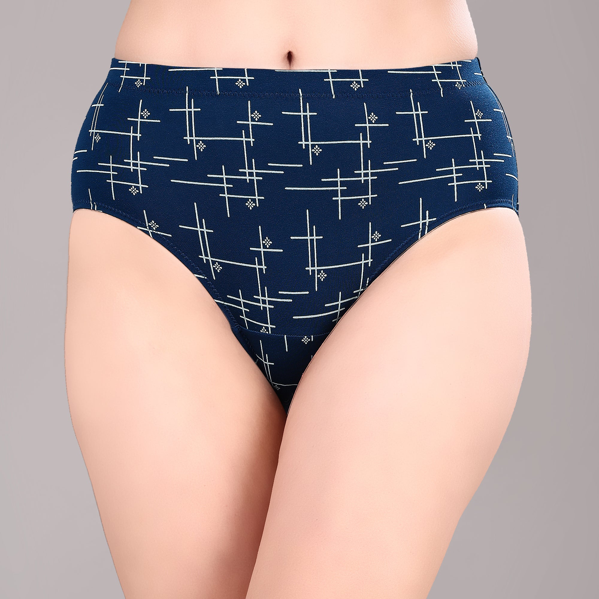 High Waist Full Coverage Printed Stretch Cotton Hipster Panty (Pack of 3) 3HWB-32