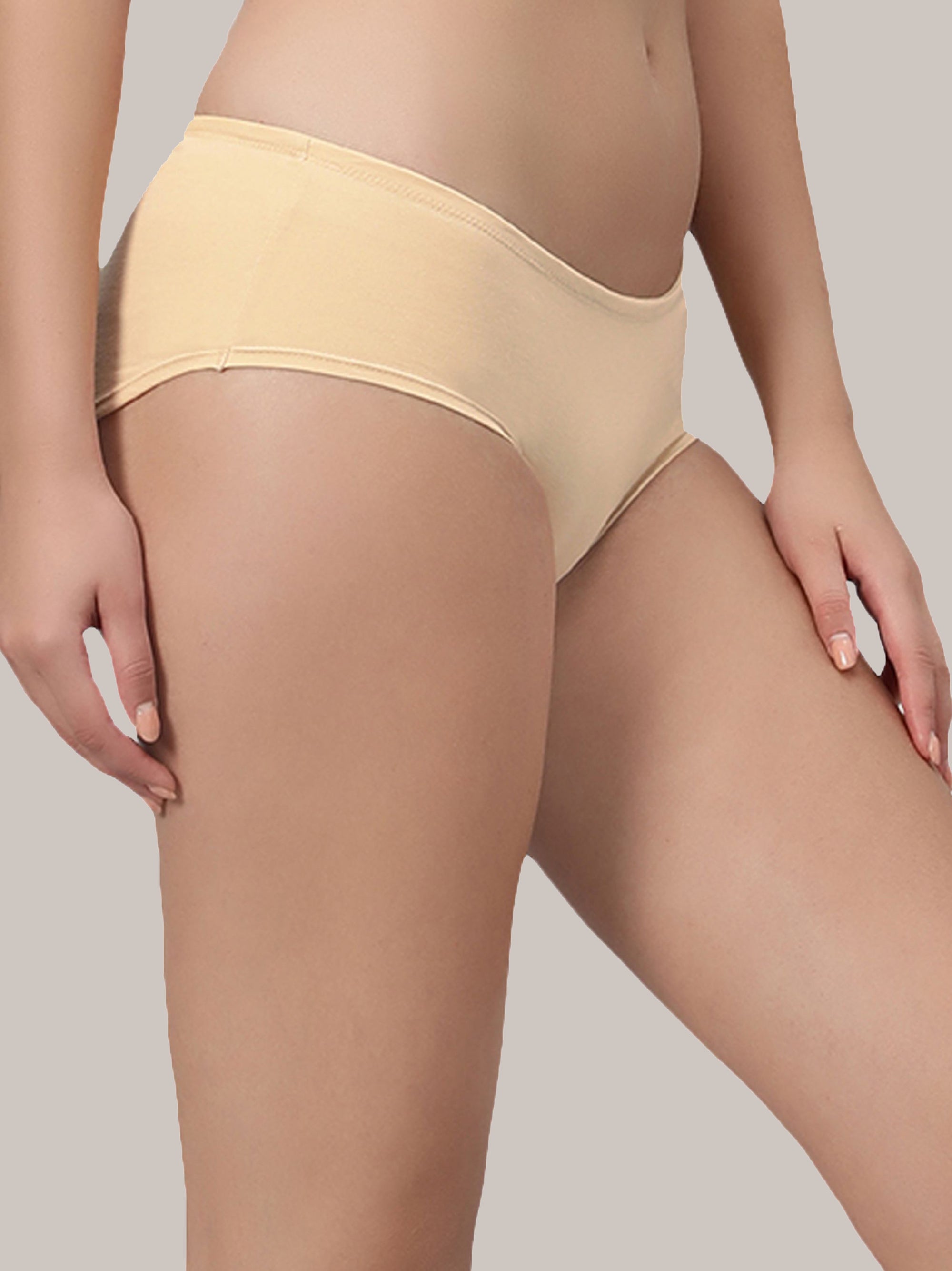 Mid Rise High Coverage Solid Colour Cotton Stretch Brief Panty (Assorted Pack of 2)