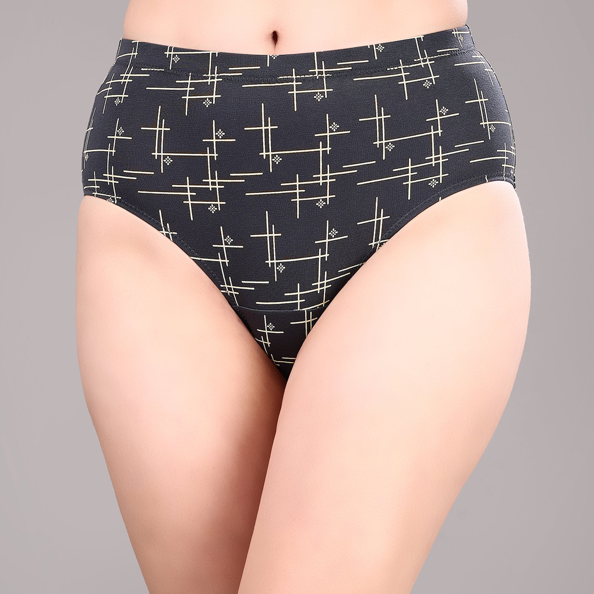 High Waist Full Coverage Printed Stretch Cotton Hipster Panty (Pack of 3) 3HWB-32