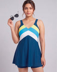Colour Block Mid-Thigh Swimdress