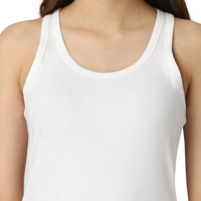 Ladies Sleeveless Cotton White Tank Top, Size: S, M and L at Rs