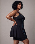 Flowy Racerback Swim Dress with Built-In Long Shorts
