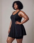 Flowy Racerback Swim Dress with Built-In Long Shorts