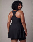 Flowy Racerback Swim Dress with Built-In Long Shorts